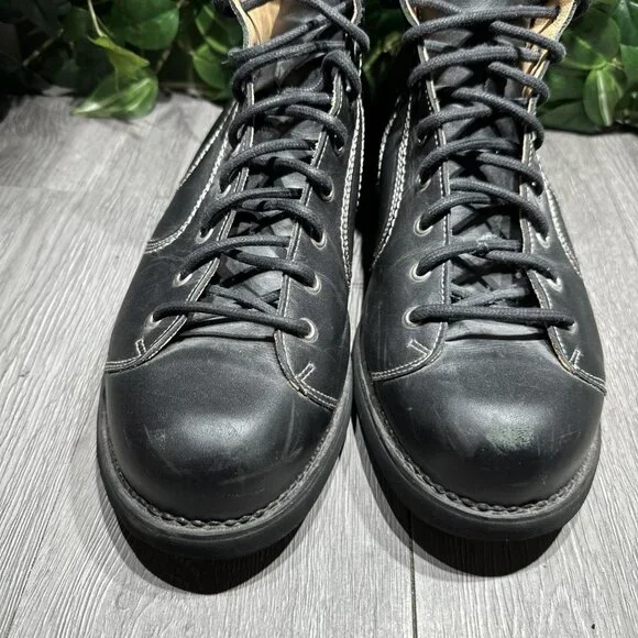 Vintage Mens John Fluevog Boots Black Lace Up Size 14